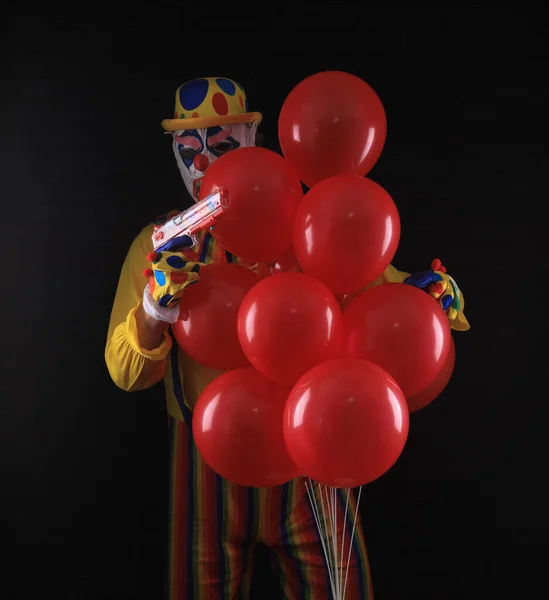Dålig Clown Med Röda Ballonger — Stockfoto