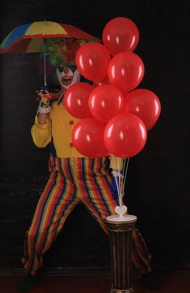 Bad Clown Red Balloons — Stock Photo, Image