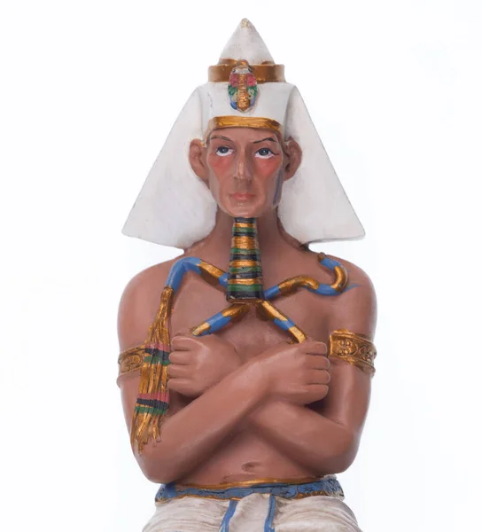 Figura Faraón Egipcio Aislado Sobre Fondo Blanco — Foto de Stock