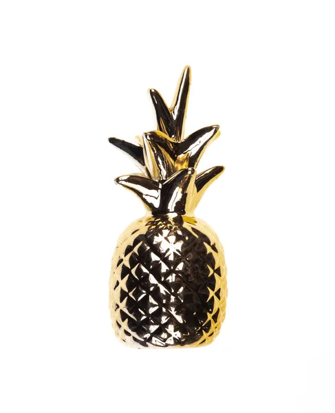 Decorativo Ananas Dorato Isolato Sfondo Bianco — Foto Stock