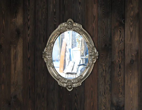 Barock Viktorianischer Spiegel Einer Grauen Wand — Stockfoto