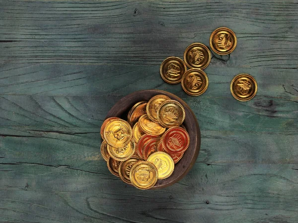 Patrick Day Pot Golden Coins — Stock Photo, Image
