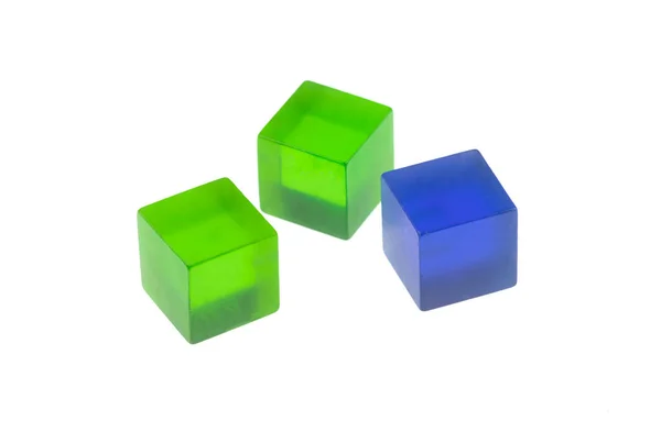 Cubo Transparente Verde Isolado Sobre Fundo Branco — Fotografia de Stock
