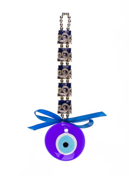 Turkish Blue Glass Amulet Isolated White Background — Stock Photo, Image