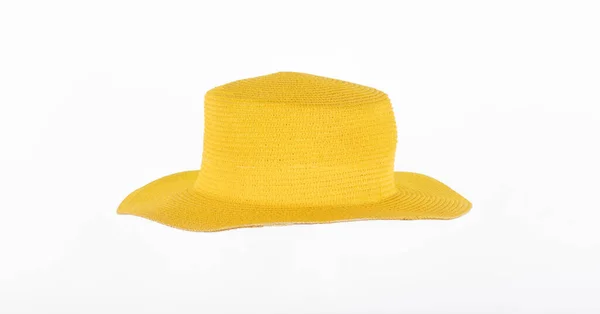 Sombrero Verano Amarillo Aislado Sobre Fondo Blanco —  Fotos de Stock