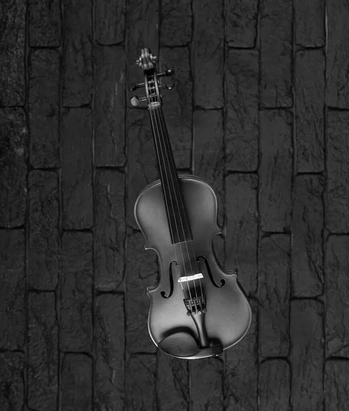 Violin Black Brick Background — Stock Photo, Image