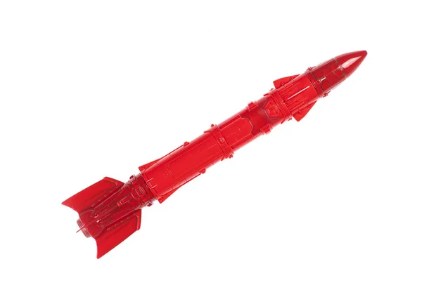 Missile Balistico Rosso Isolato Fondo Bianco — Foto Stock