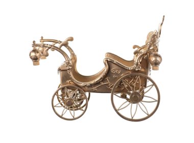 Altın peri arabası beyaz arka planda izole edilmiş