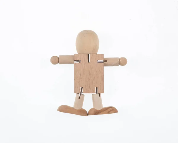 Lustiges Spielzeug Holzmann Isoliert Auf Weißem Hintergrund — Stockfoto