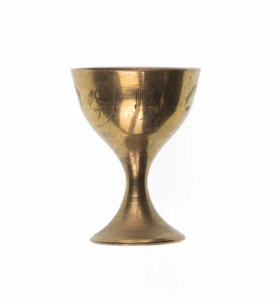 Ancient Copper Goblet Wine White Background — Stock Photo, Image