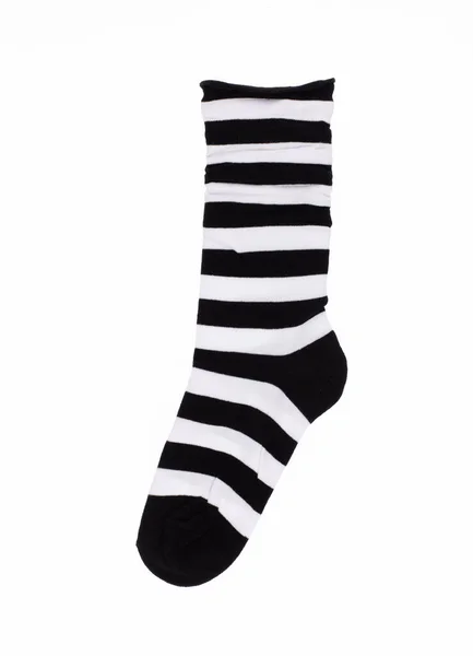 Beyaz Arka Planda Siyah Beyaz Çizgili Çoraplar — Stok fotoğraf