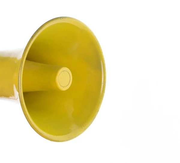 Megafone Amarelo Isolado Fundo Branco — Fotografia de Stock