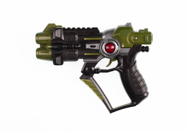 futuristic pistol blaster isolated on white background