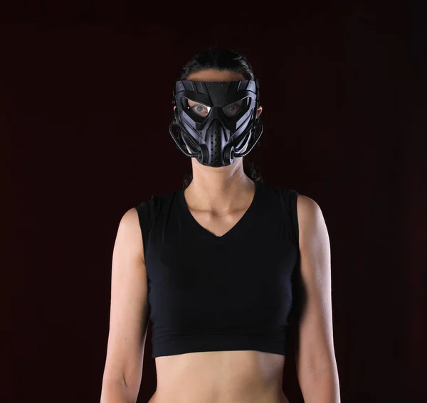 Girl Apocalypse Mask Black Background — Stock Photo, Image