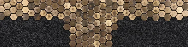 Background Yellow Metal Mosaic Hexagons — Stock Photo, Image