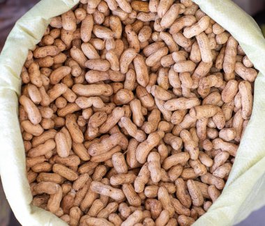 Kabuklu fıstıkların arka planı, üst görünüm