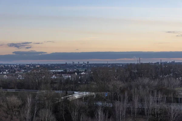 Vista Sobre Cidade Augsburgo Para Alpes Noite Pôr Sol — Fotografia de Stock