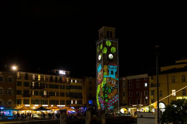 Riva Del Garda Itália 2021 Casas Iluminadas Festival Luzes Notte — Fotografia de Stock