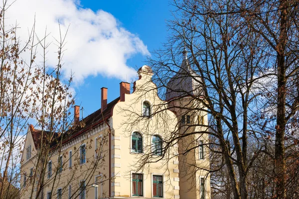 Historické Budovy Hessing Parku Augsburgu Pod Modrou Oblohou — Stock fotografie