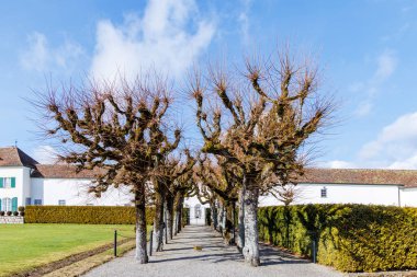 Leutkirch Almanya 02-01-2022, güneşli bir günde mavi gökyüzü