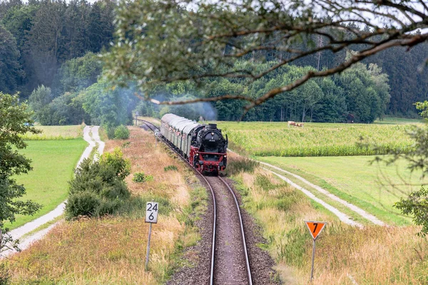 Pflaumdorf Bavaria 2022 Steam Locomotive Special Trip Steam Railroad Augsburg — Foto Stock