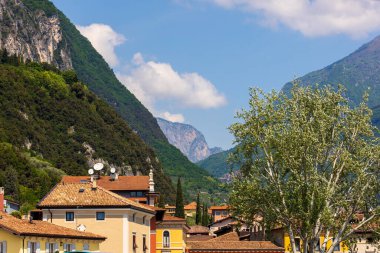 View over the roofs of the Italian town Riva del Garda on Lake Garda with cloudy sky