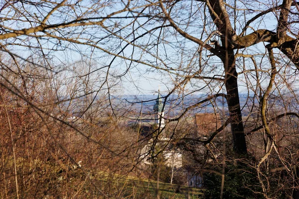 View from the cemetery in Wessobrunn in Bavaria to the town and the monastery