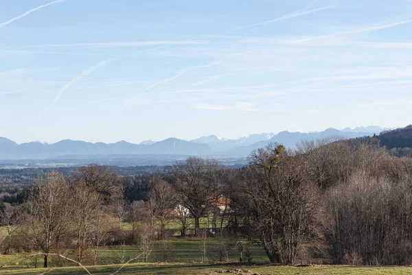 View from the cemetery in Wessobrunn in Bavaria to the town and the monastery