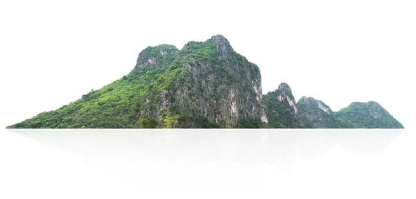 岩石山岗 绿林隔离 白色背景 — 图库照片