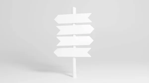 Segnavia bianco con quattro frecce destra e sinistra. Mockup renderizzato 3D. — Foto Stock