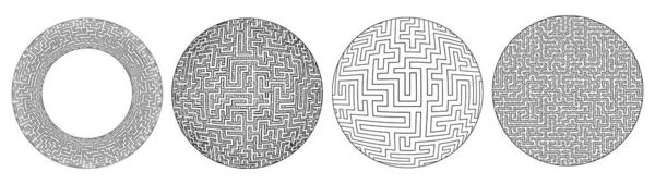 托拉斯和球体迷宫模式设置。圆形迷宫技术设计元素. — 图库矢量图片
