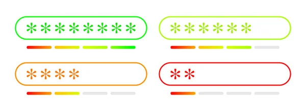 Forma de senha forte e fraca. Conjunto de elementos de design vetorial. —  Vetores de Stock