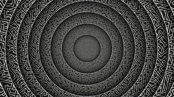 Ilustração padrão labirinto circular com sombra. Padrão tribal fundo. — Vetor de Stock