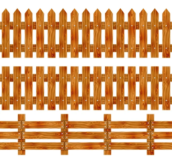 Безшовний дерев'яний паркан. Елементи для сільського дизайну. Мультфільм Векторні ілюстрації . — стоковий вектор