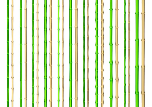 Realistyczne bezszwowe zielone i brązowe bambusowe pałeczki zestaw. Ilustracja wektora. — Wektor stockowy