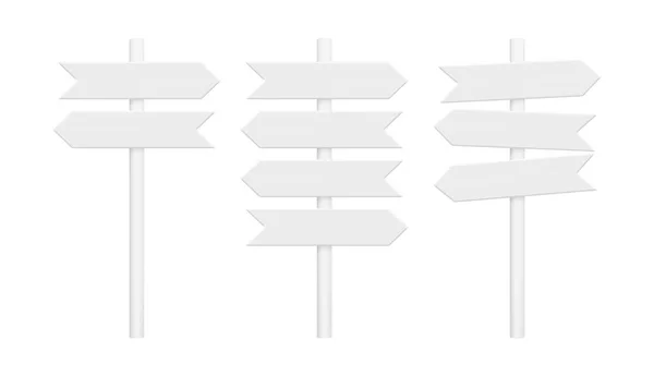 Signpost template set. White blank left and right arrows. Vector mockup. — Image vectorielle