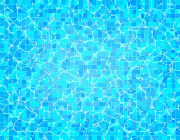 Vector swimming pool with blue tile on bottom and caustic ripple on water. Top view illustration. — 图库矢量图片#