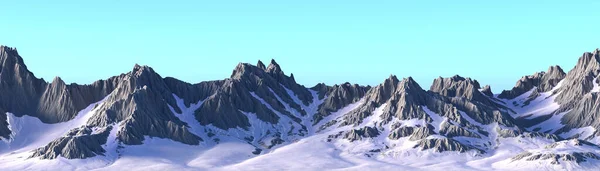 Panoramica Montagne Innevate Paesaggio Gamma Immagine Resa Isolata — Foto Stock