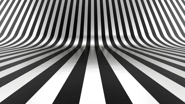 Смугастий Вигнутий Студійний Фон Металевий Чорно Білий Фон Тривимірне Зображення — стокове фото