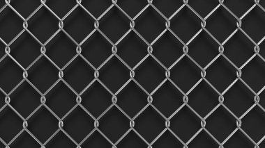 Zincirleme çit arka planı. Metalik tel örgüler. 3B oluşturulmuş resim