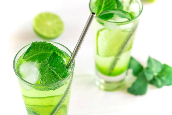Glass Iced Lemonade Soda Cold Drink Summer Summer Cold Detox — Stock Fotó