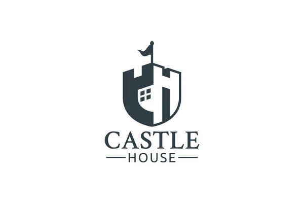 Logo Zamku Kombinacją Litery Zamek Dom Jako Ikona — Wektor stockowy