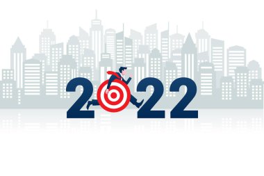 2022 'de bir iş adamı şehir manzaralı bir hedef taşırken atlıyor..