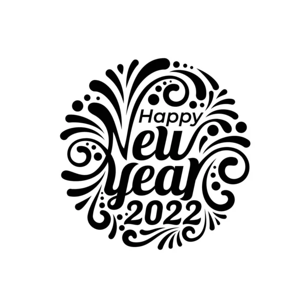 Happy New Year 2022 Greeting Black White — Vettoriale Stock