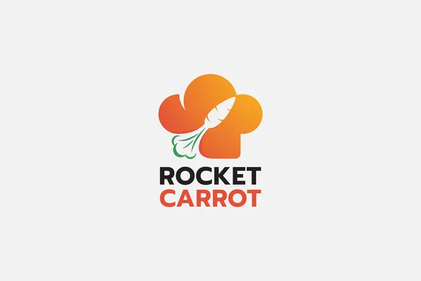 Logo Zanahoria Cohete Con Una Combinación Sombrero Chef Una Zanahoria — Vector de stock