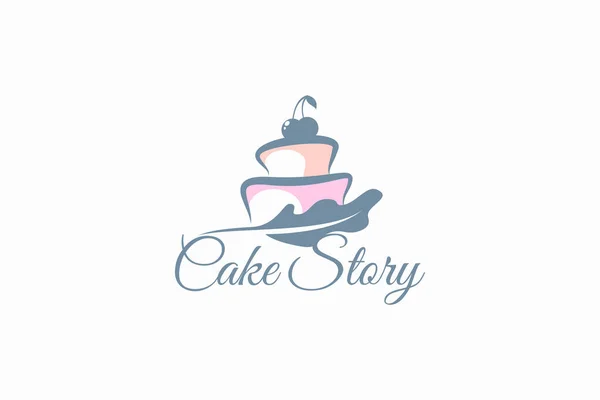 Kuchen Story Logo Mit Einer Kombination Aus Einer Torte Und — Stockvektor