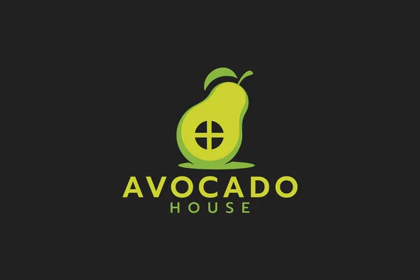 Logotipo Casa Aguacate Con Una Combinación Aguacate Ventana — Vector de stock