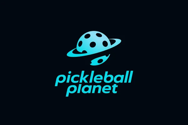 Logotipo Simple Planeta Pickleball Con Una Combinación Pickleball Planeta — Vector de stock