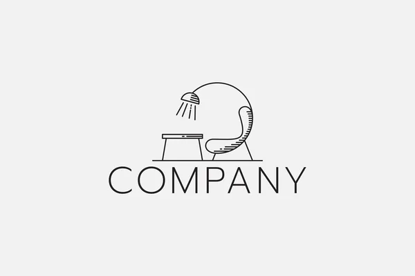 Logotipo Mobiliário Simples Com Uma Combinação Sofá Mesa Lâmpada —  Vetores de Stock