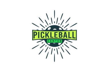 pickleball logo with a combination of a ball for pickleball and spark.